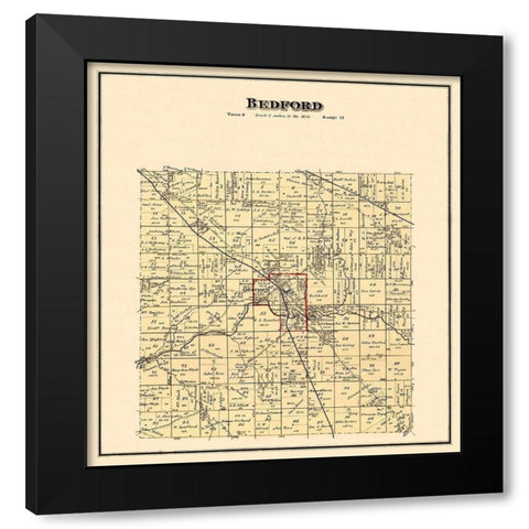 Bedford Ohio Landowner - Titus 1874 Black Modern Wood Framed Art Print by Titus