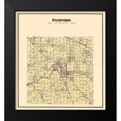 Bedford Ohio Landowner - Titus 1874 Black Modern Wood Framed Art Print by Titus