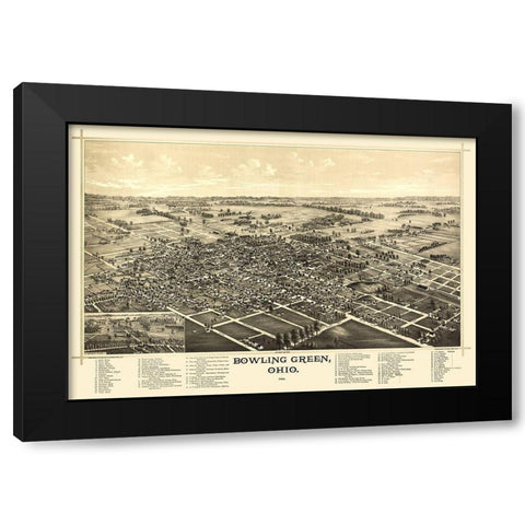 Bowling Green Ohio - Norris 1888  Black Modern Wood Framed Art Print by Norris