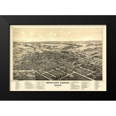 Bowling Green Ohio - Norris 1888  Black Modern Wood Framed Art Print by Norris