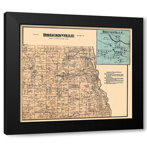 Brecksville Ohio Landowner - Titus 1874- 26 x 23 Black Modern Wood Framed Art Print with Double Matting by Titus