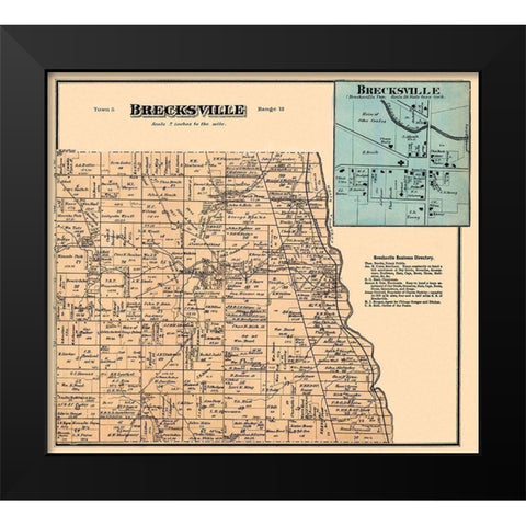Brecksville Ohio Landowner - Titus 1874- 26 x 23 Black Modern Wood Framed Art Print by Titus