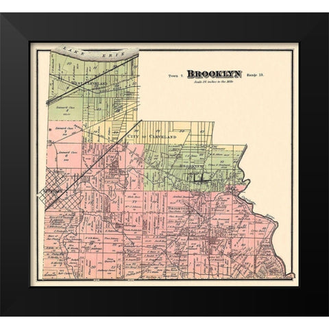Brooklyn Ohio Landowner - Titus 1876 Black Modern Wood Framed Art Print by Titus
