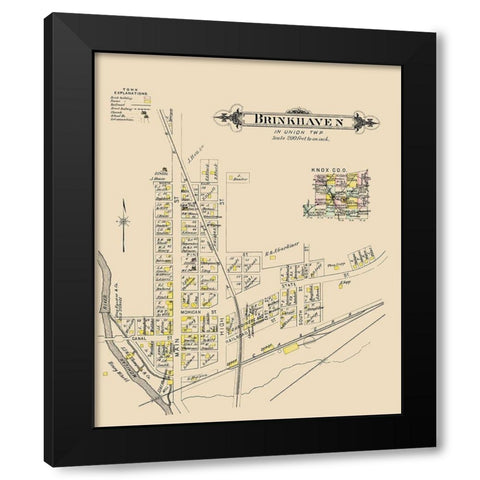 Brinkhaven Ohio Landowner - Caldwell 1896 Black Modern Wood Framed Art Print by Caldwell