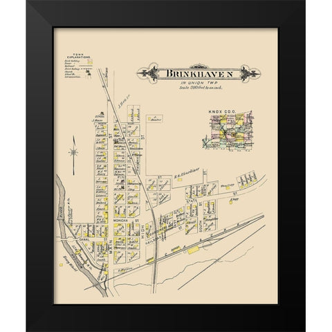 Brinkhaven Ohio Landowner - Caldwell 1896 Black Modern Wood Framed Art Print by Caldwell