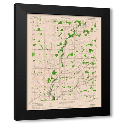 Caledonia Ohio Quad - USGS 1961 Black Modern Wood Framed Art Print with Double Matting by USGS