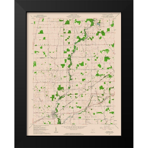 Caledonia Ohio Quad - USGS 1961 Black Modern Wood Framed Art Print by USGS