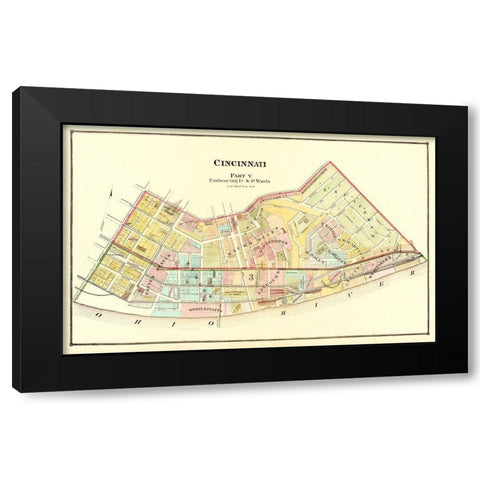 Cincinnati Ohio Landowner - Beers 1869 Black Modern Wood Framed Art Print with Double Matting by Beers