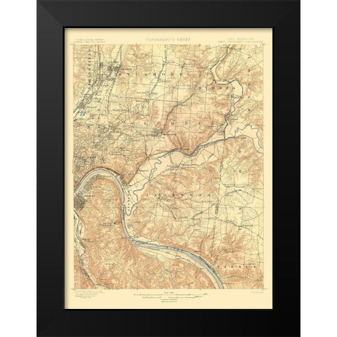 Cincinnati East Ohio Kentucky Quad - USGS 1900 Black Modern Wood Framed Art Print by USGS