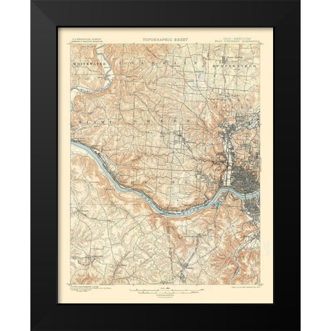 Cincinnati West Ohio Kentucky Quad - USGS 1900 Black Modern Wood Framed Art Print by USGS
