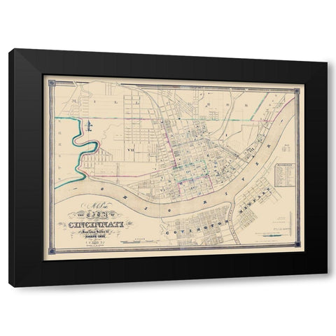 Cincinatti Ohio - Haviland 1838 Black Modern Wood Framed Art Print with Double Matting by Haviland