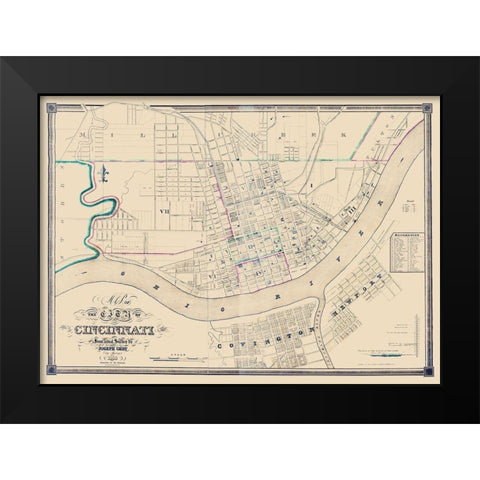 Cincinatti Ohio - Haviland 1838 Black Modern Wood Framed Art Print by Haviland