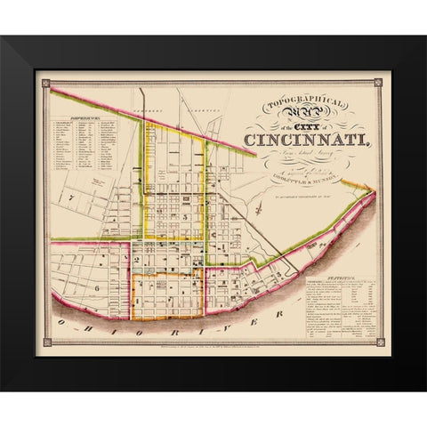 Cincinatti Ohio - Doolittle 1871 Black Modern Wood Framed Art Print by Doolittle
