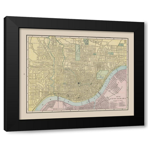 Cincinnati  Ohio - Cram 1892 Black Modern Wood Framed Art Print by Cram