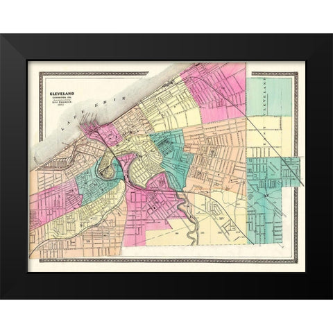 Cleveland Ohio - City Engineer 1872 Black Modern Wood Framed Art Print by City Engineer