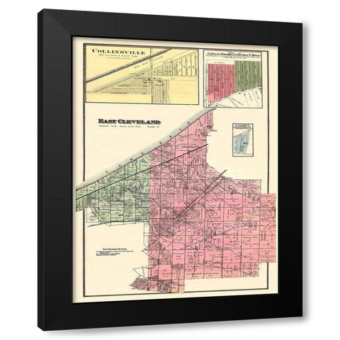 East Cleveland, Collinsville Ohio Landowner Black Modern Wood Framed Art Print with Double Matting by Titus