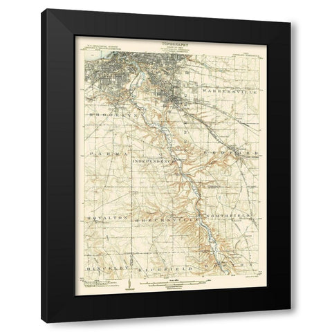 Cleveland Ohio Quad - USGS 1903 Black Modern Wood Framed Art Print with Double Matting by USGS