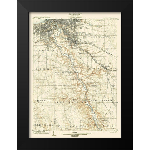 Cleveland Ohio Quad - USGS 1903 Black Modern Wood Framed Art Print by USGS