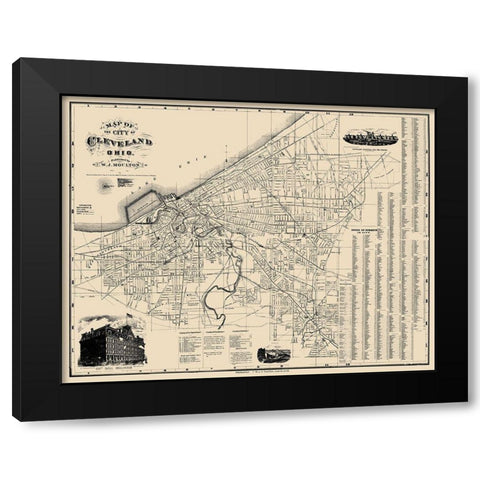 Cleveland Ohio - Morgan 1884 Black Modern Wood Framed Art Print by Morgan