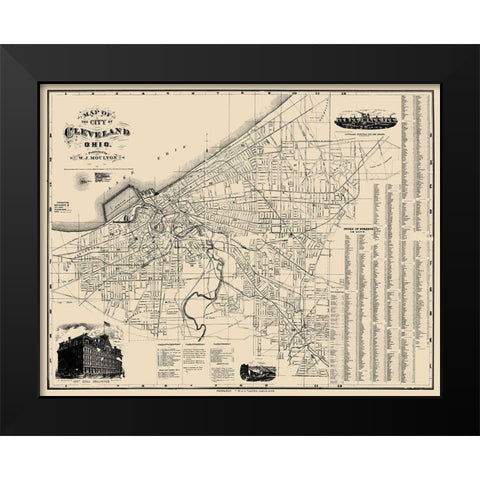 Cleveland Ohio - Morgan 1884 Black Modern Wood Framed Art Print by Morgan