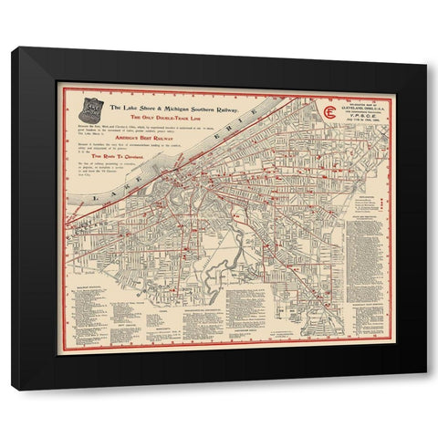 Cleveland Ohio Railways - Stranahan Co 1894 Black Modern Wood Framed Art Print with Double Matting by Stranahan