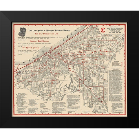 Cleveland Ohio Railways - Stranahan Co 1894 Black Modern Wood Framed Art Print by Stranahan