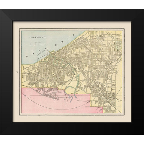 Cleveland  Ohio  - Cram 1892 Black Modern Wood Framed Art Print by Cram