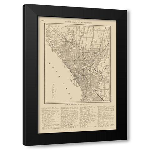 Cleveland  Ohio - Reynold 1921 Black Modern Wood Framed Art Print with Double Matting by Reynold
