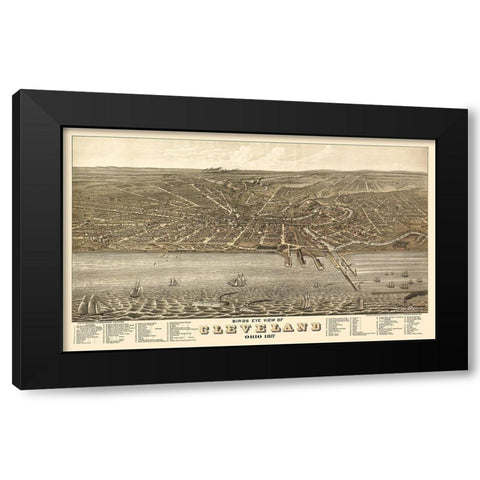 Cleveland Ohio - Stoner 1877  Black Modern Wood Framed Art Print with Double Matting by Stoner