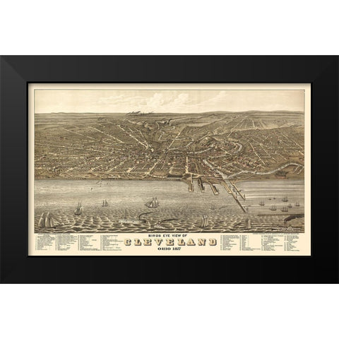 Cleveland Ohio - Stoner 1877  Black Modern Wood Framed Art Print by Stoner
