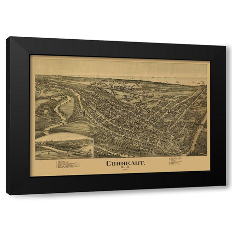 Conneaut Ohio - Fowler 1896  Black Modern Wood Framed Art Print with Double Matting by Fowler