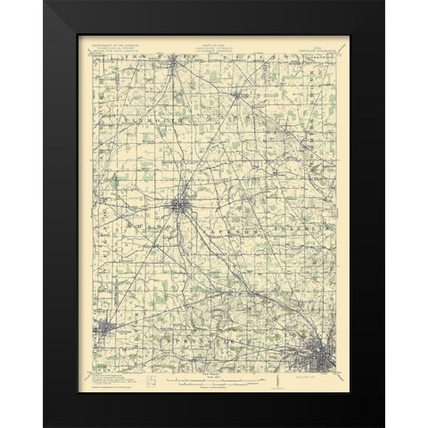 Crestline Ohio Quad - USGS 1915 Black Modern Wood Framed Art Print by USGS