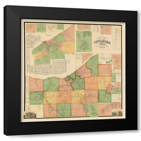 Cuyahoga Ohio - Matthews 1858 Black Modern Wood Framed Art Print with Double Matting by Matthews