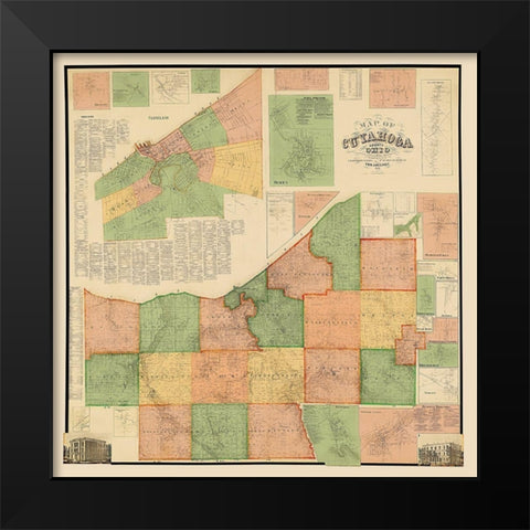 Cuyahoga Ohio - Matthews 1858 Black Modern Wood Framed Art Print by Matthews