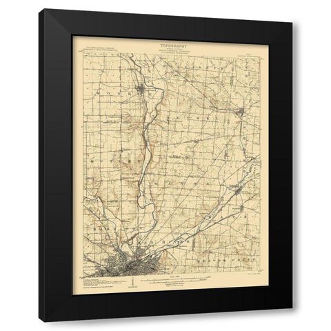 Dayton Ohio Quad - USGS 1906 Black Modern Wood Framed Art Print with Double Matting by USGS