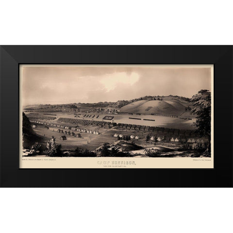 Camp Dennison Ohio - Gibson 1860 Black Modern Wood Framed Art Print by Gibson