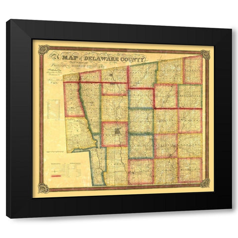 Delaware County Ohio - Eaton 1849  Black Modern Wood Framed Art Print with Double Matting by Eaton