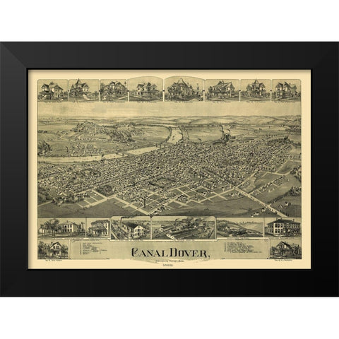 Dover Ohio - Downs 1899  Black Modern Wood Framed Art Print by Downs