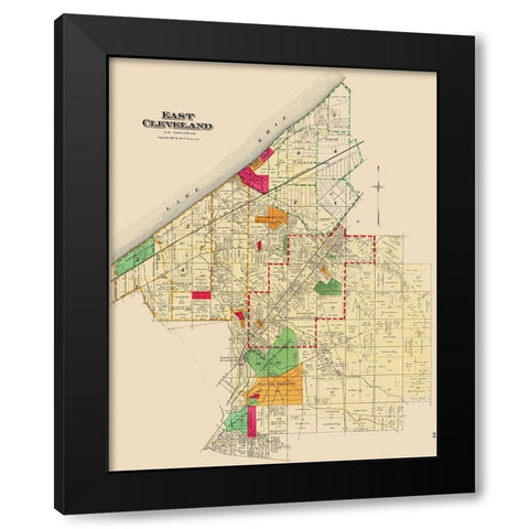 East Cleveland Ohio Landowner - Cram 1892 Black Modern Wood Framed Art Print with Double Matting by Cram