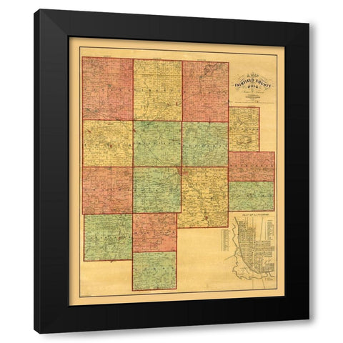 Fairfield County Ohio - Touson 1848  Black Modern Wood Framed Art Print by Touson