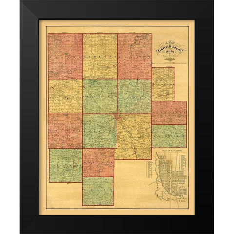 Fairfield County Ohio - Touson 1848  Black Modern Wood Framed Art Print by Touson