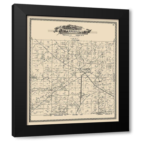 Harrisville Ohio Landowner - American Atlas 1897 Black Modern Wood Framed Art Print with Double Matting by American Atlas