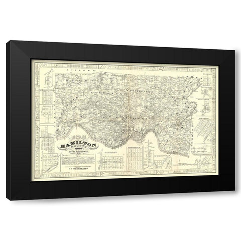 Hamilton County Ohio - Emerson 1847  Black Modern Wood Framed Art Print with Double Matting by Emerson
