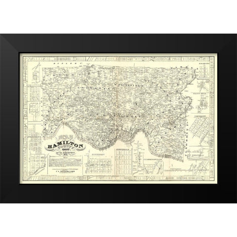 Hamilton County Ohio - Emerson 1847  Black Modern Wood Framed Art Print by Emerson