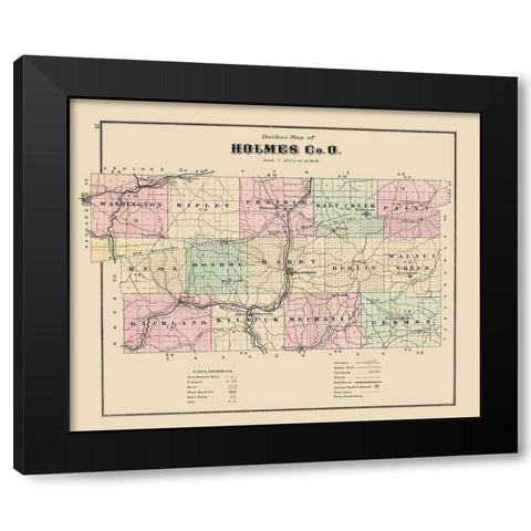 Holmes Ohio - Caldwell 1907 Black Modern Wood Framed Art Print by Caldwell
