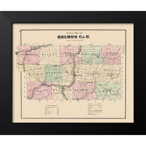 Holmes Ohio - Caldwell 1907 Black Modern Wood Framed Art Print by Caldwell