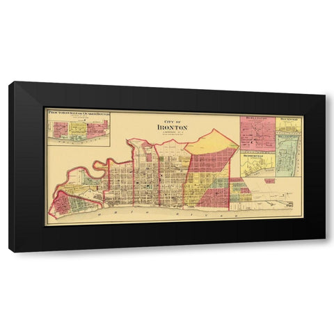 Ironton Ohio Landowner - Aschbach 1877 Black Modern Wood Framed Art Print with Double Matting by Aschbach