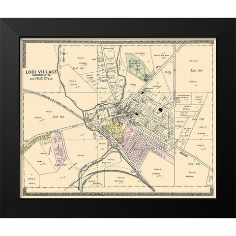 Lodi Village Ohio Landowner - American Atlas 1896 Black Modern Wood Framed Art Print by American Atlas