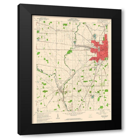 West Marion Ohio Quad - USGS 1961 Black Modern Wood Framed Art Print with Double Matting by USGS