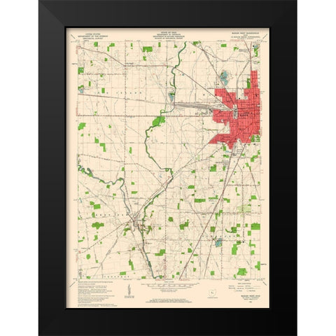 West Marion Ohio Quad - USGS 1961 Black Modern Wood Framed Art Print by USGS